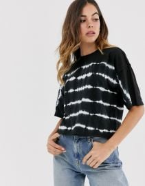 ASOS DESIGN cropped boxy t-shirt in tie dye stripe with exposed seams   ASOS at Asos